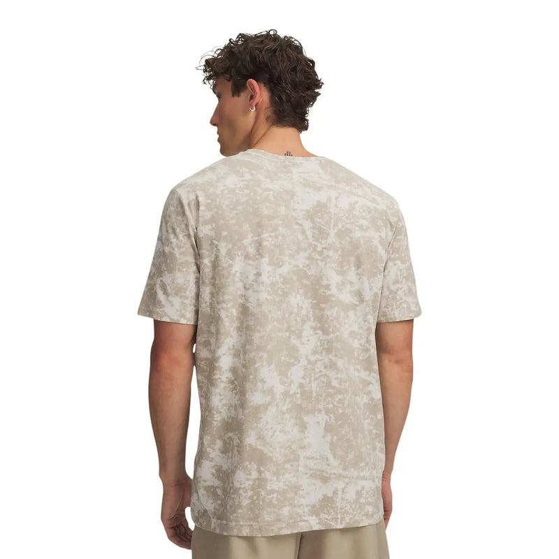 Under armour T-shirt homme beige et blanc tie-dye à manches courtes, coupe classique, mélange de coton, vue de face
