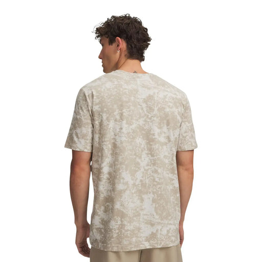 Under armour T-shirt homme beige et blanc tie-dye à manches courtes, coupe classique, mélange de coton, vue de face