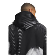 Under armour Sweat à capuche noir pour homme en molleton de coton mélangé, dos dévoilant des lignes ondulées abstraites argentées sur la capuche et le dos.
