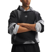 Under armour Sweat à capuche noir pour homme en molleton de coton mélangé avec motif ondulé sur les manches, la doublure de la capuche et le bas du corps
