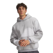 Under armour Sweat à capuche noir pour homme en polaire mélangée de coton avec un motif à rayures ondulées gris clair discret sur le devant et les manches.