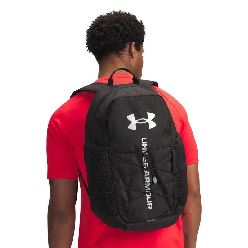 Under Armour Sac à dos homme en polyester noir avec logo blanc et marquage vertical, dimensions : 38 x 49 x 14 cm
