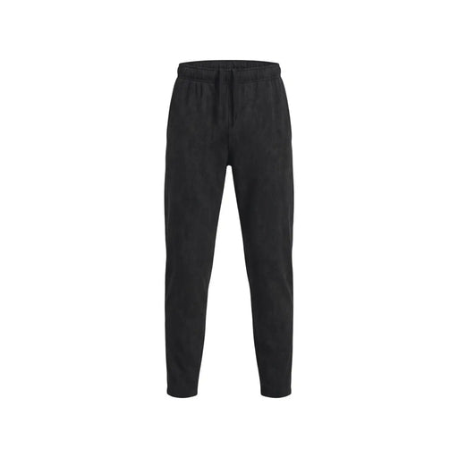 Under armour Pantalon de jogging homme en molleton noir mélangé coton avec taille élastiquée et cordon de serrage (vue de devant)