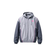 Under armour Sweat à capuche zippé gris en polyester pour homme, avec empiècements gris foncé et liserés roses, conçu pour les activités sportives.