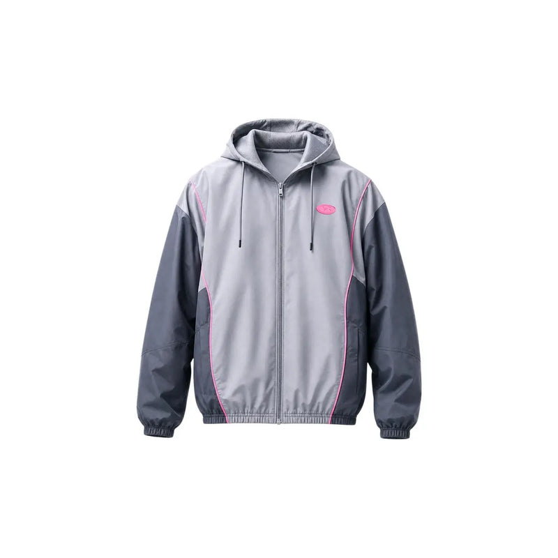 Under armour Sweat à capuche zippé gris en polyester pour homme, avec empiècements gris foncé et liserés roses, conçu pour les activités sportives.