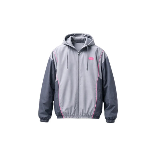 Under armour Sweat à capuche zippé gris en polyester pour homme, avec empiècements gris foncé et liserés roses, conçu pour les activités sportives.