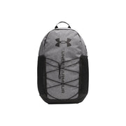 Under armour Sac à dos Hustle Sport 6.0 pour homme, gris, 26 L, avec corps en tissu texturé, panneaux latéraux en mesh et sangles croisées.