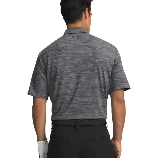 Under armour Polo homme gris à manches courtes en polyester, dos nu, avec une texture subtile et un logo sur le col