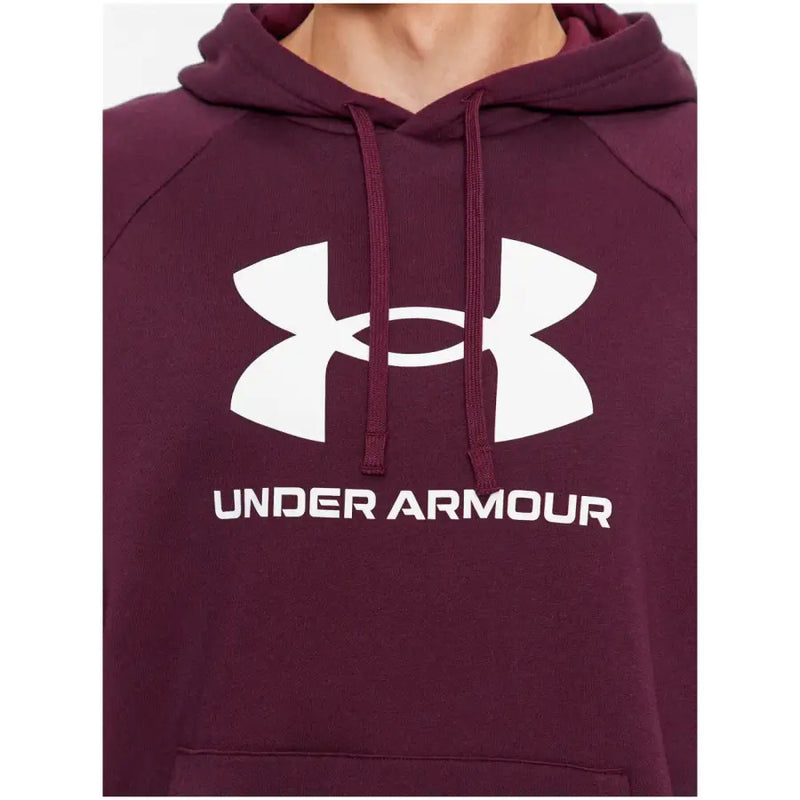 Under Armour men sweatshirt in maroon with white logo and matching drawstrings from fall winter collection