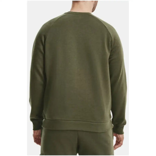 Olive green crewneck sweatshirt with ribbed cuffs and hem in soft blend for men under armour fall winter collection