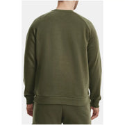 Olive green crewneck sweatshirt with ribbed cuffs and hem in soft blend for men under armour fall winter collection
