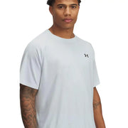 Under Armour T-shirt homme gris en polyester bleu clair à manches courtes avec logo noir sur la poitrine