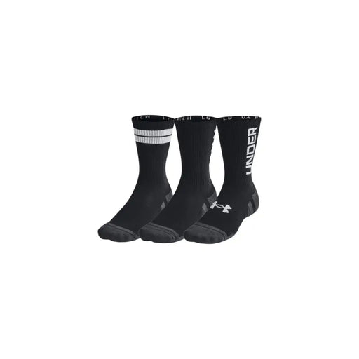 Under armour Chaussettes noires pour homme, mi-mollet, avec logo blanc et détails gris, conçues pour le sport