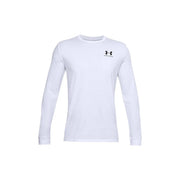 Under Armour T-shirt technique classique à manches longues en coton blanc pour homme, avec logo noir sur la poitrine.