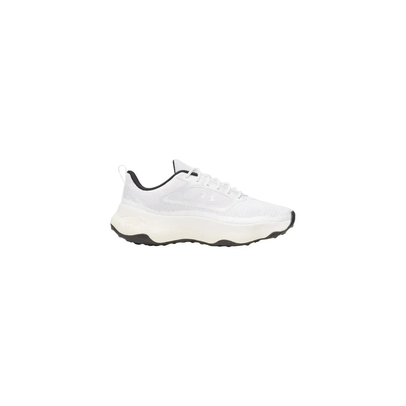 Under armour Baskets blanches en textile pour hommes avec des détails noirs et une semelle épaisse en caoutchouc pour une utilisation sportive