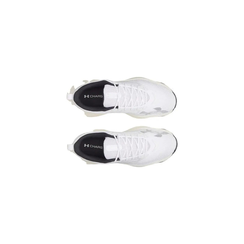 Under armour Baskets blanches pour homme en textile avec détails noirs et empiècements en mesh, semelle en caoutchouc classique.