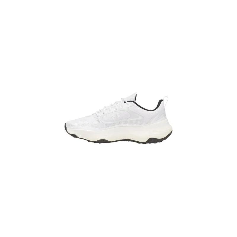 Under Armour Baskets blanches pour homme en textile avec détails noirs et empeigne en mesh translucide dotée d'une semelle épaisse