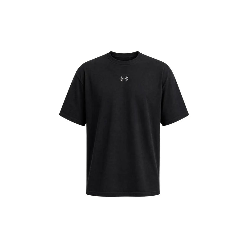 Under Armour T-shirt noir en coton pour homme, coupe classique, avec un petit logo blanc sur la poitrine.