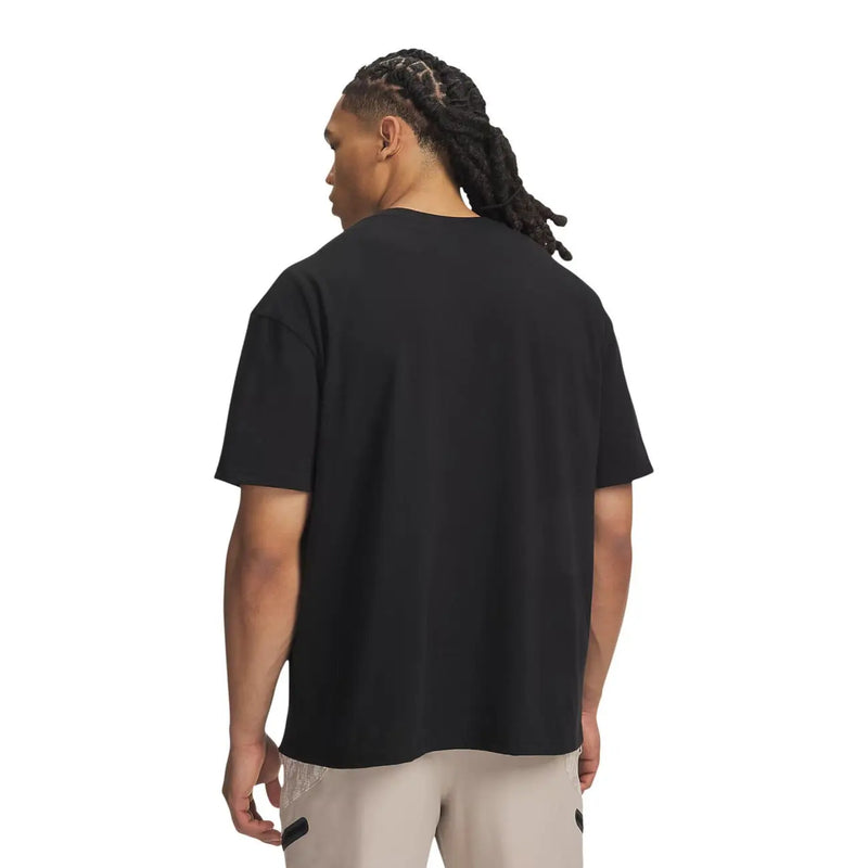 Under armour T-shirt noir en coton pour homme, coupe classique et manches courtes, style décontracté