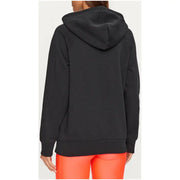 Under armour women’s black hooded sweatshirt with ribbed cuffs, hem, and pockets in soft fabric for casual wear