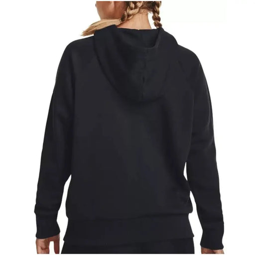 Under armour women’s black hooded sweatshirt premium cotton with soft textured fabric and subtle seam detailing on back neckline