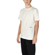 Underclub men white cotton short sleeve round neck t shirt with off-white crewneck and subtle black underclub branding