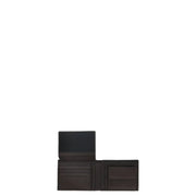 Ungaro brown mens wallet in dark brown leather with multiple card slots and a central interior pocket