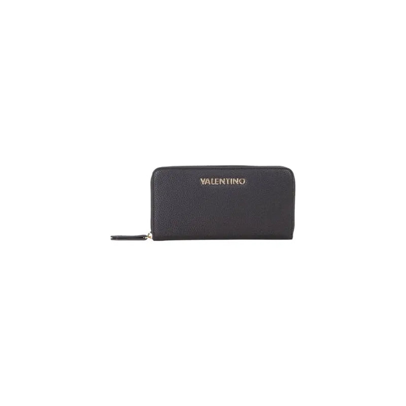 Black textured leather Valentino zip-around wallet with gold-tone branding