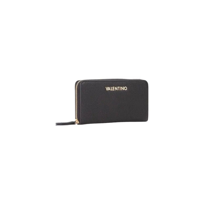 Black Valentino textured leather zip-around wallet with gold hardware