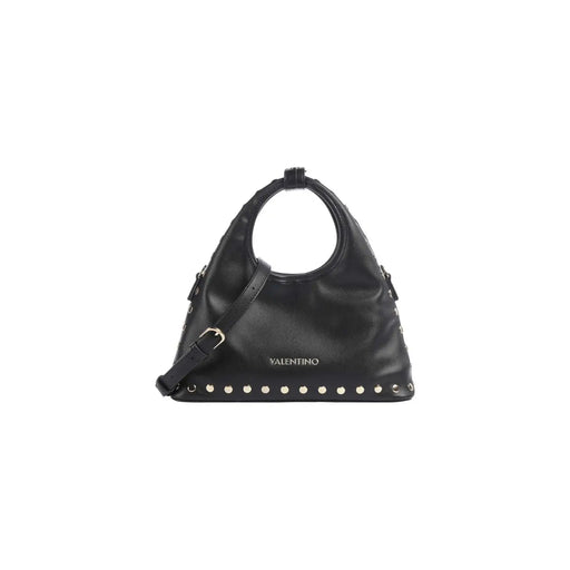 Sac à main Valentino pour femme en cuir noir avec clous argentés et motif circulaire top poignée synthétique 16x30 cm