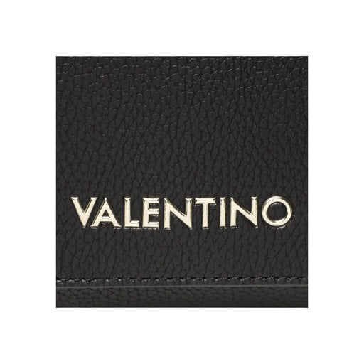 Sac bandoulière Valentino en cuir texturé noir avec logo argenté en polyuréthane, largeur 19 cm, pour femme
