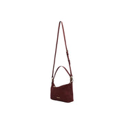 Valentino bags women bordeaux suede shoulder bag 26cm slim strap with minimalist gold-tone hardware in burgundy leather