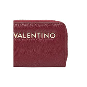 Valentino bordeaux textured leather zip wallet with gold lettering