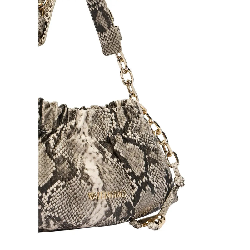 Valentino bags women grey synthetic handbag with snake print leather body gold-tone chain strap and metallic hardware