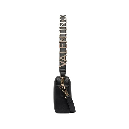 Sac à main Valentino en cuir noir avec bandoulière en polyuréthane argentée ornée du logo Valentino, largeur 23 cm, pour femme