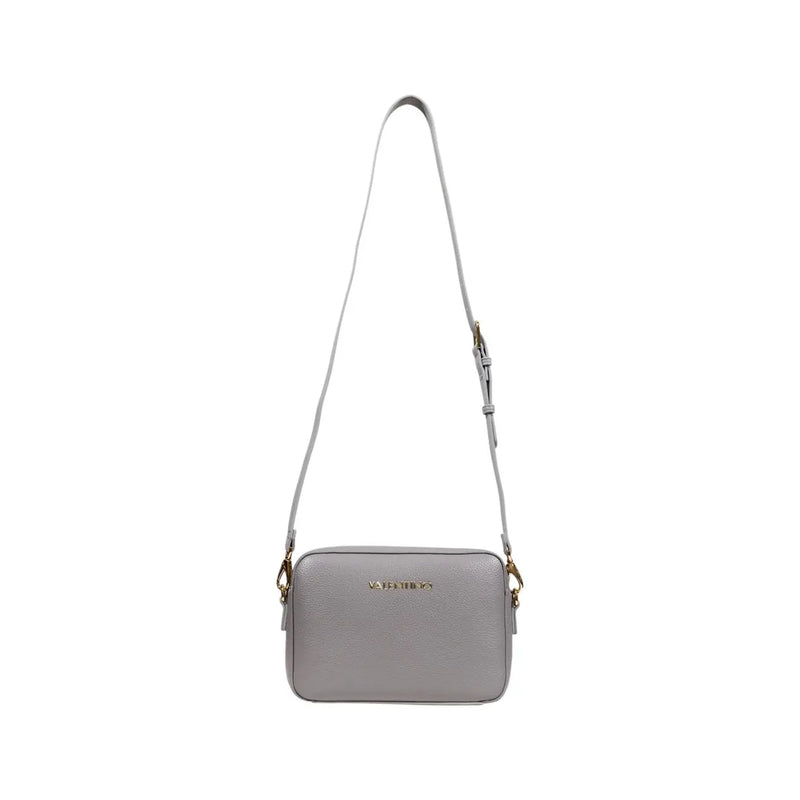 Valentino bags women handbag black polyurethane 23cm featuring light gray textured leather crossbody with gold hardware