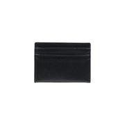 Portefeuille Valentino pour femme en cuir noir, surface texturée et bords surpiqués, poches latérales apparentes, taille W10.5