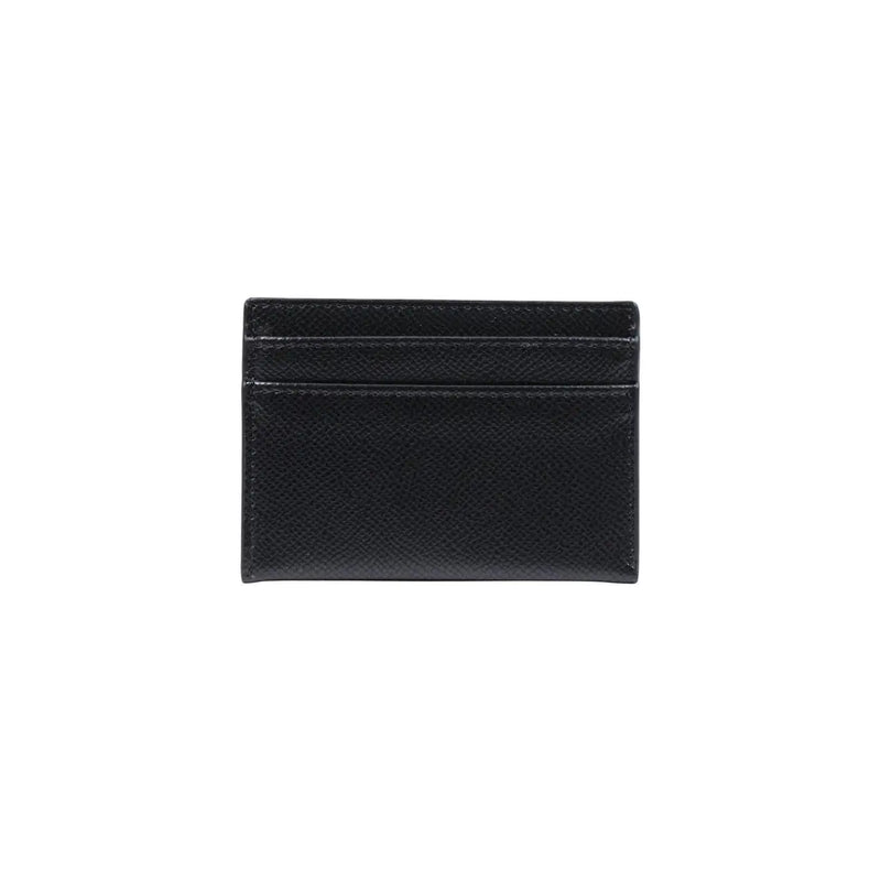 Portefeuille Valentino pour femme en cuir noir, surface texturée et bords surpiqués, poches latérales apparentes, taille W10.5