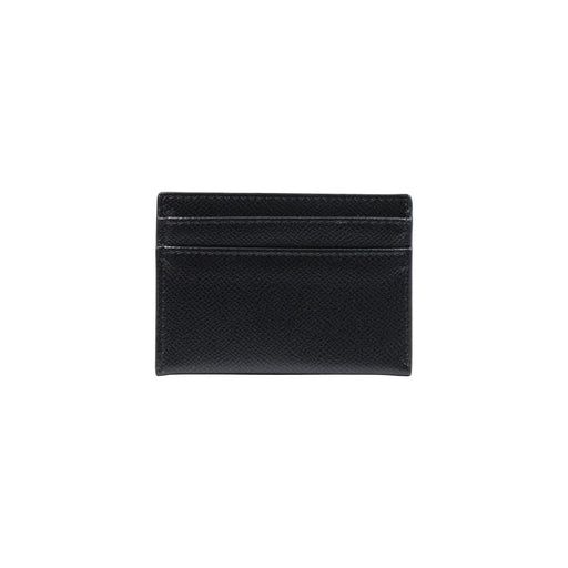 Portefeuille Valentino pour femme en cuir noir, surface texturée et bords surpiqués, poches latérales apparentes, taille W10.5
