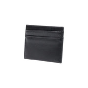 Portefeuille Valentino pour femme en cuir noir texturé, bords surpiqués et multiples poches latérales, taille W10.5