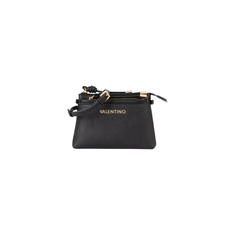 Black Valentino synthetic leather wallet with gold-tone zippers and logo for womens handbag W30cm