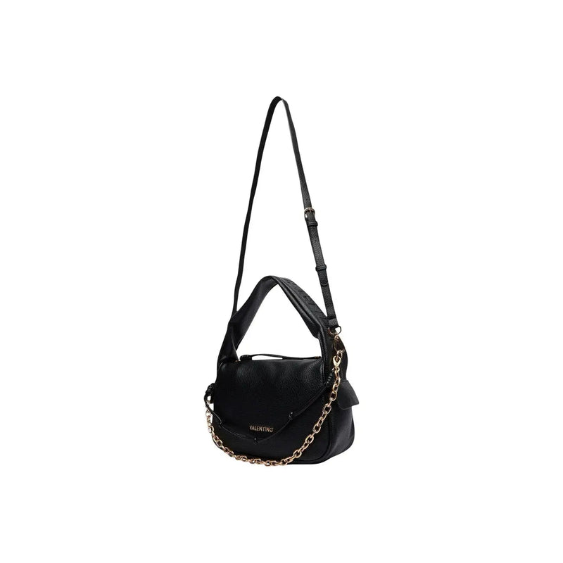 Valentino womens black handbag in synthetic leather with gold-tone chain and shoulder strap w30cm