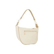 Sac hobo Valentino en cuir beige crème avec bandoulière camel et fermeture éclair dorée