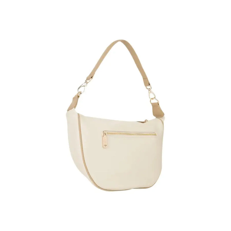 Sac hobo Valentino en cuir beige crème avec bandoulière camel et fermeture éclair dorée