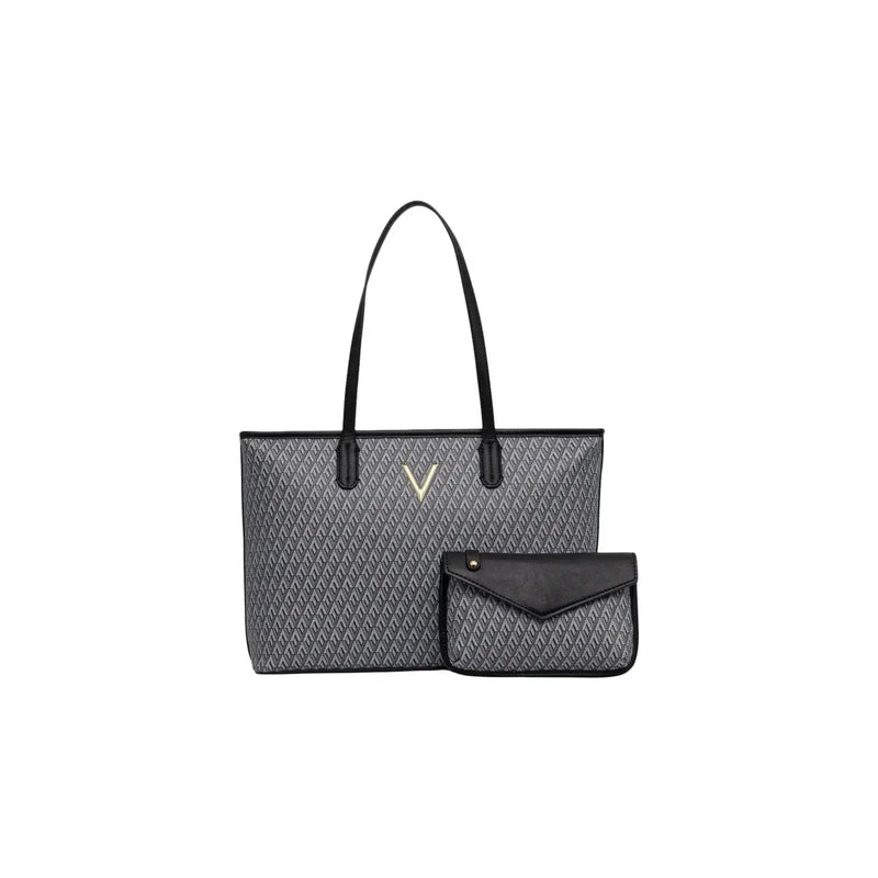 Valentino beige polyurethane tote bag with gold V logo and top handles