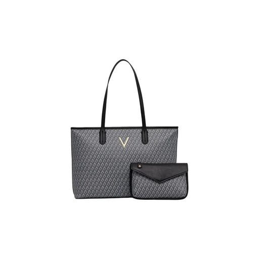 Valentino beige polyurethane tote bag with gold V logo and top handles