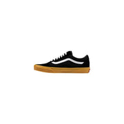 Black and white vans old skool sneakers with gum sole.