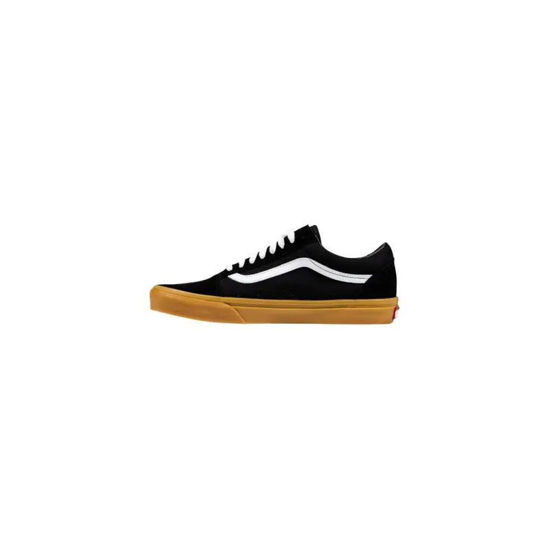 Black and white vans old skool sneakers with gum sole.