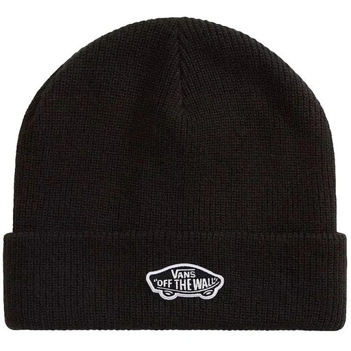 Bonnet Vans noir pour homme avec logo blanc brodé sur le revers, vue de face