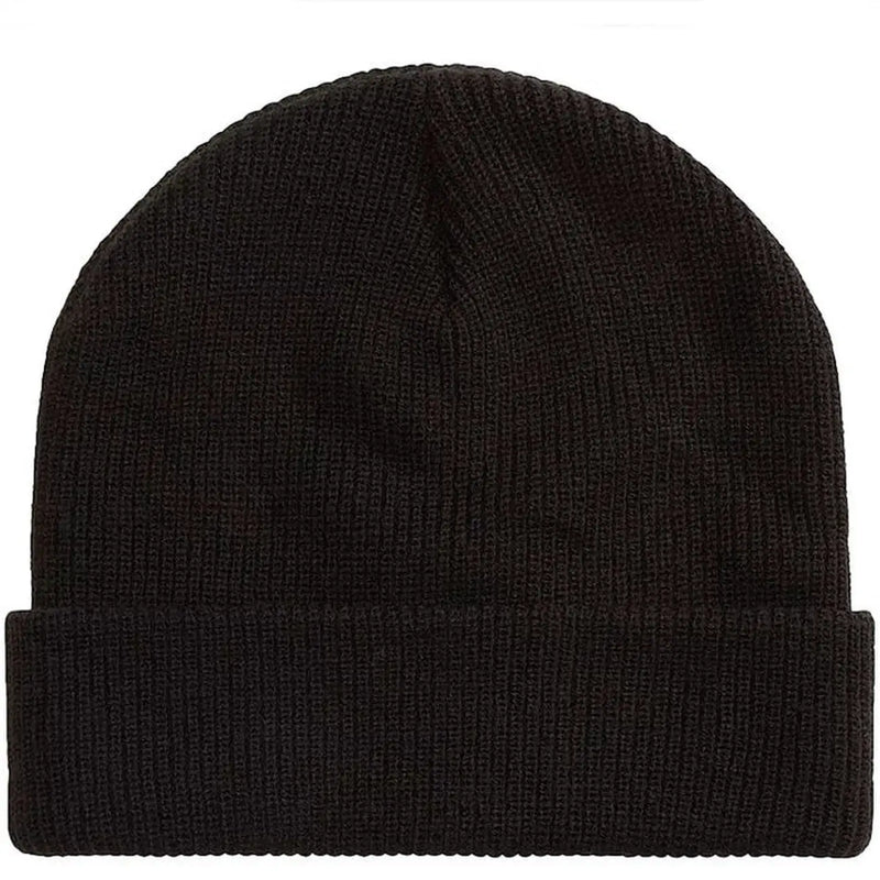 Bonnet Vans noir côtelé pour homme avec revers, vue de face